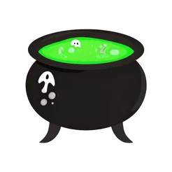 Free book club clipart of a Halloween cauldron